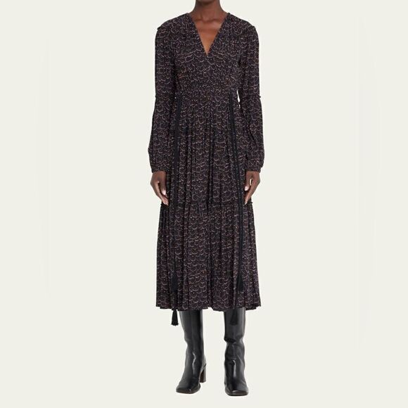 A.L.C Joana Tiered Side-Tie Maxi Dress - Picture 1 of 8